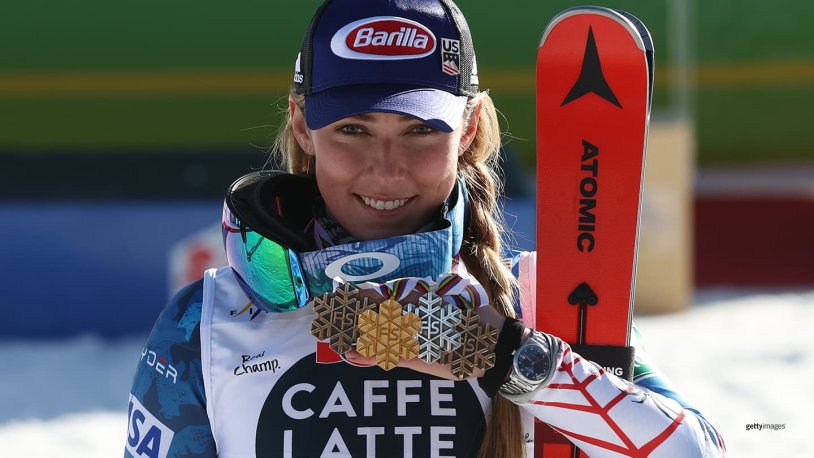 Michaela Shiffrin with Crystal Cup