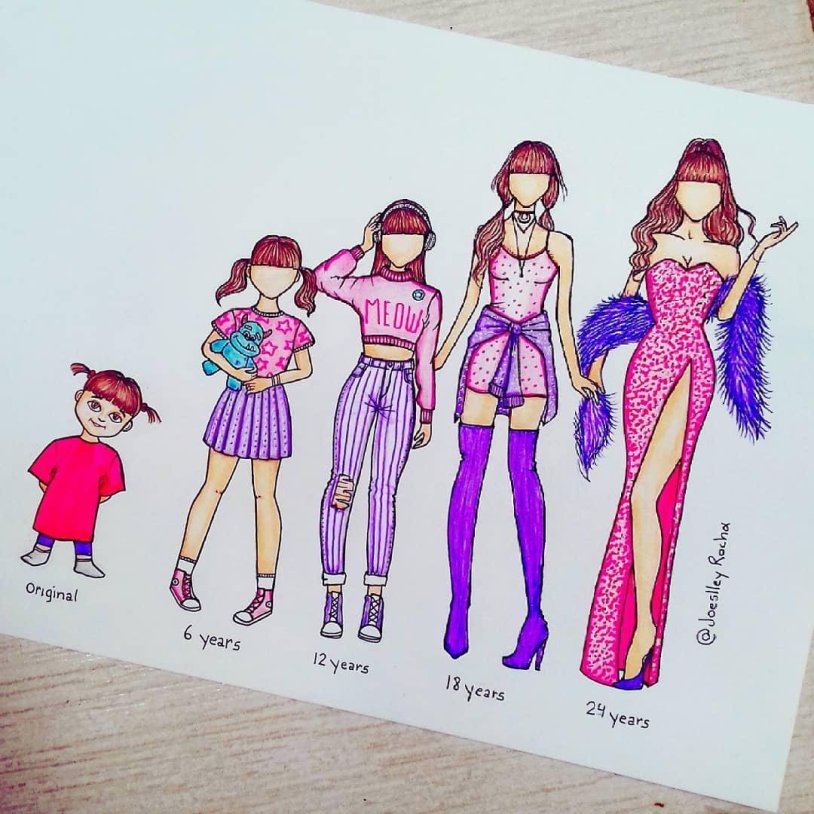 The drawn figure of the girl