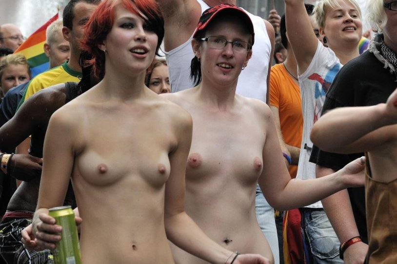 Erotic girls at a construction site