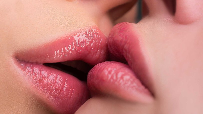Lips in a kiss