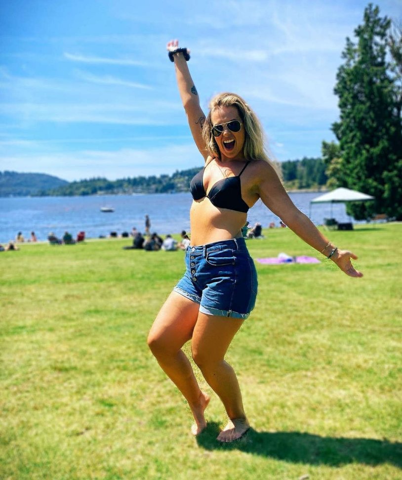 Briana Bakmaster in a swimsuit