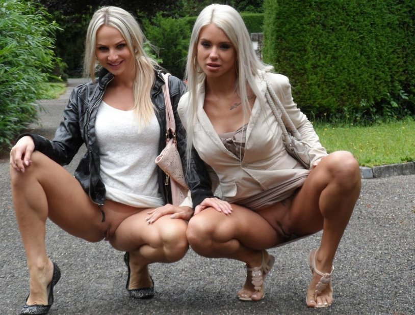 Girl without panties in a cafe