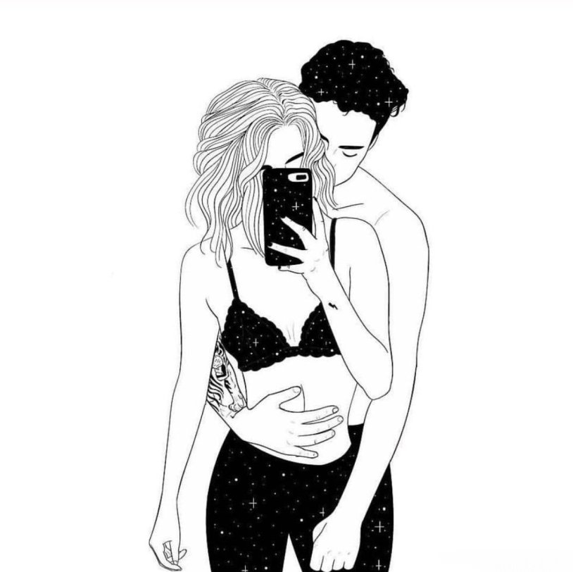 Guy with a girl drawing