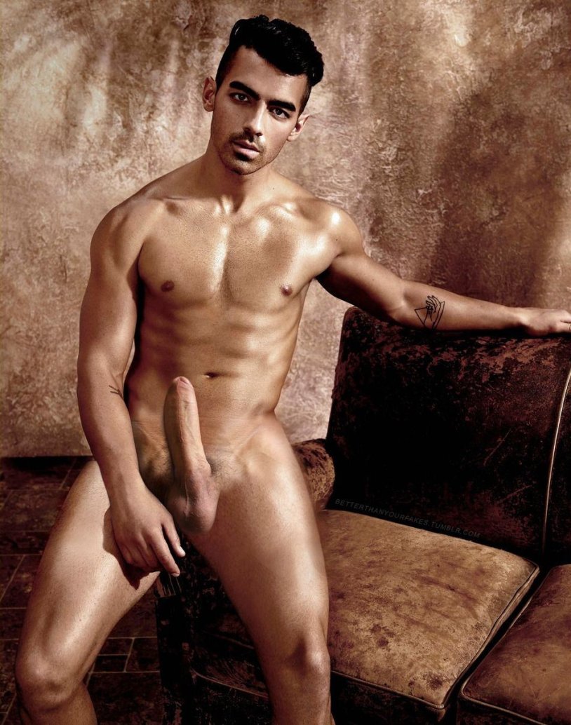 Naked Nick Jonas with a naked member