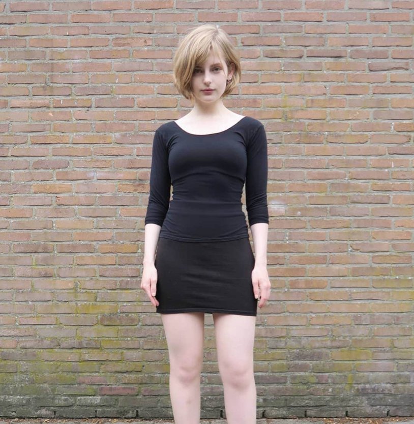 Ella Freya in a jacket and skirt