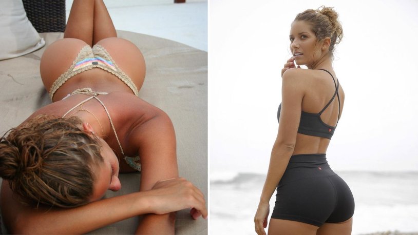 Sierra Sky in a red dress