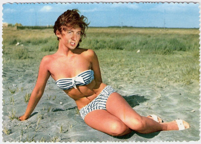 Retro mature in a swimsuit