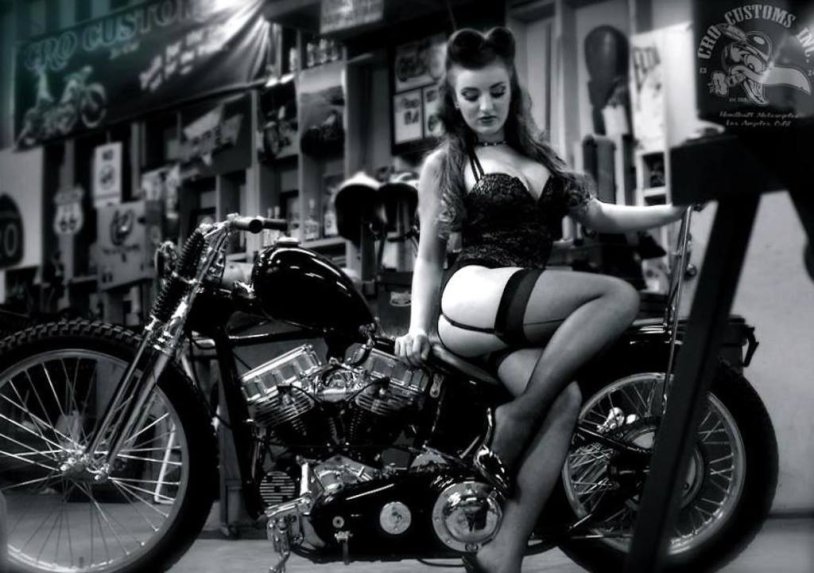 In stockings on a bike