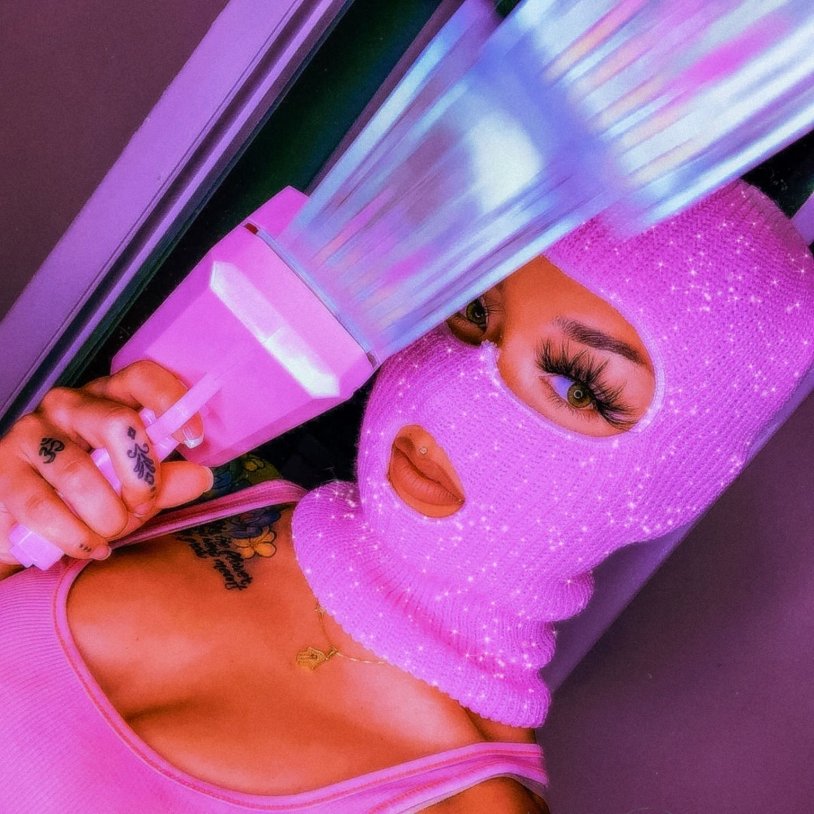 Girl in pink balaclava