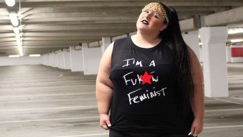 Fat woman in a T -shirt