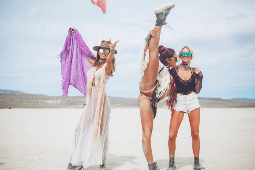 Festival in the Nevada Desert Girls Burning Man