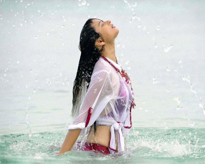 Girls in wet clothes