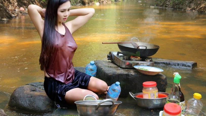 Cambodia girl is a village