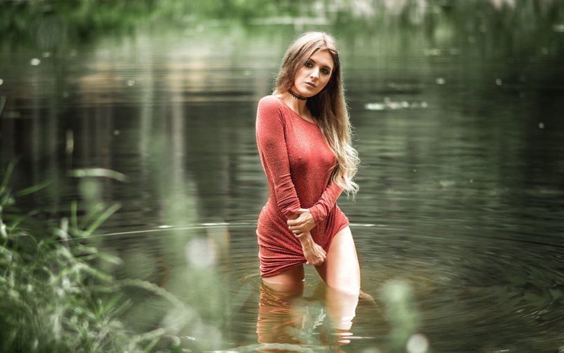 Girl in a wet dress