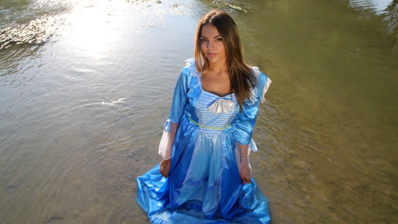 Girl in a silk dress