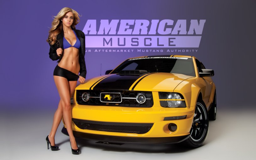 Sexy girl and Ford Mustang