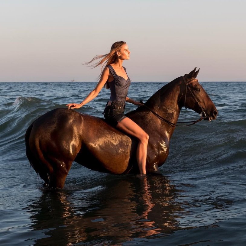 Photo shoot with a horse in water