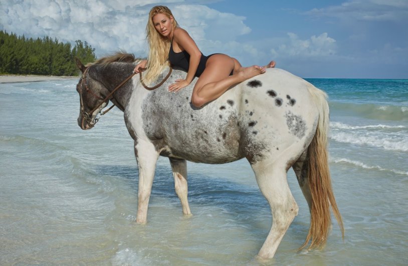 The horse is a poncho woman