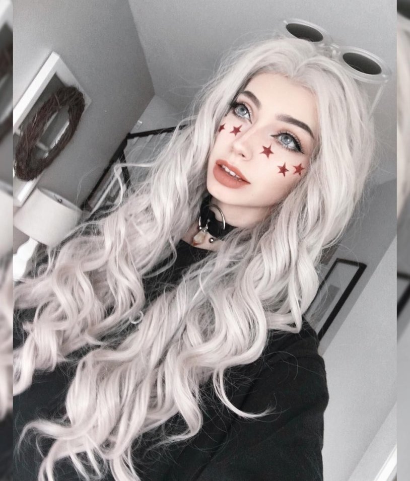 Sarah with white hair