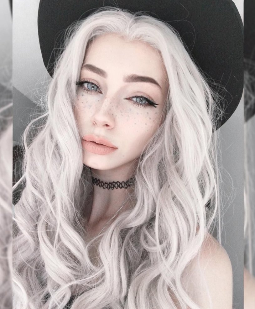 Sarah Marie Karda with white hair