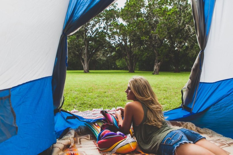 Naked girls in campsite