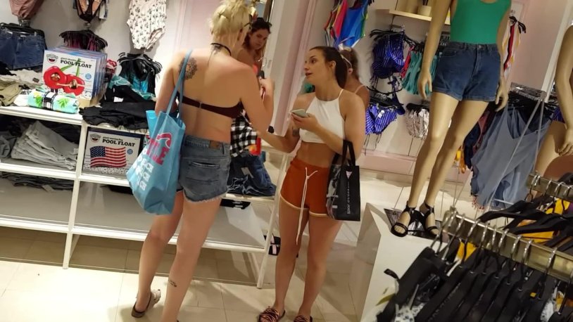 Hidden camera in the fitting room of underwear