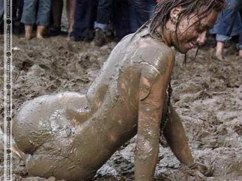Girls in the mud bathing