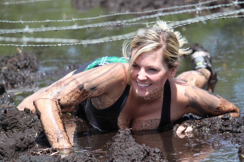 Girls in the mud bathing