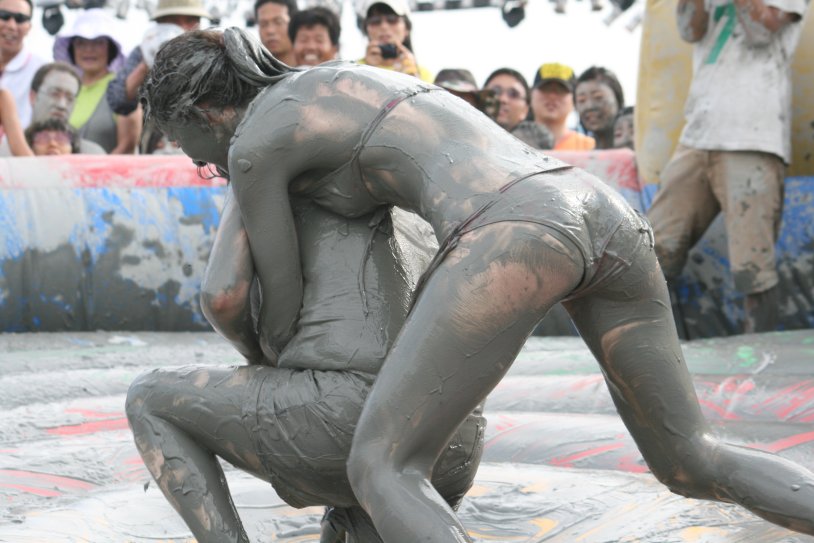 Beautiful girls in mud