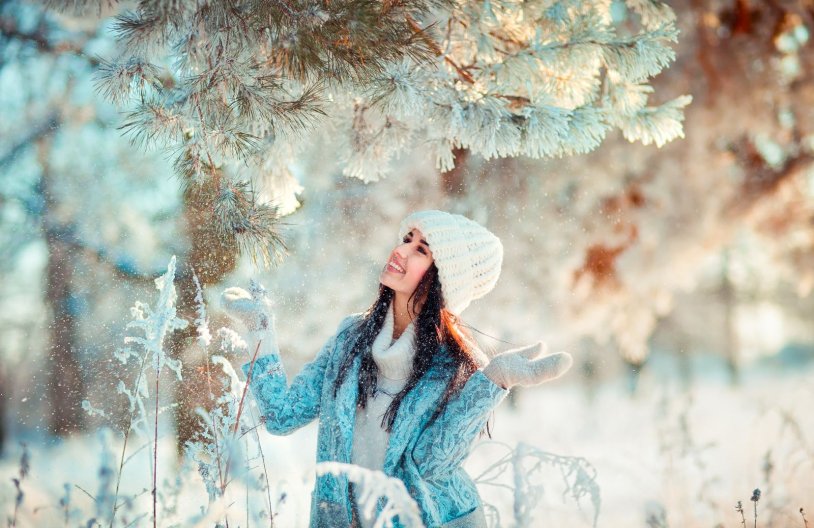 Girl in the winter forest