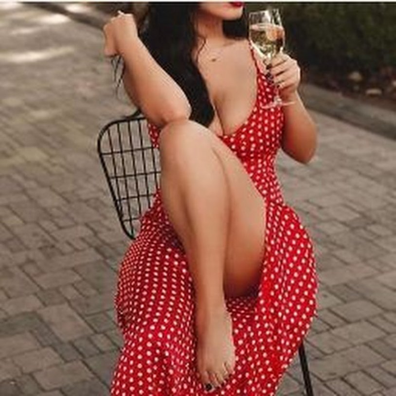 Girl in a dress in peas sexy