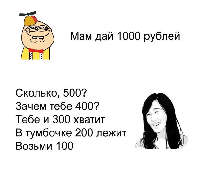 Mom give me 500 rubles why do you need
