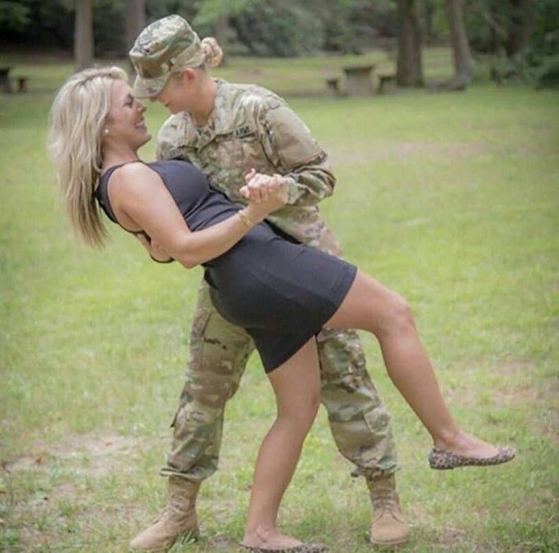 Kiss of the military and girl