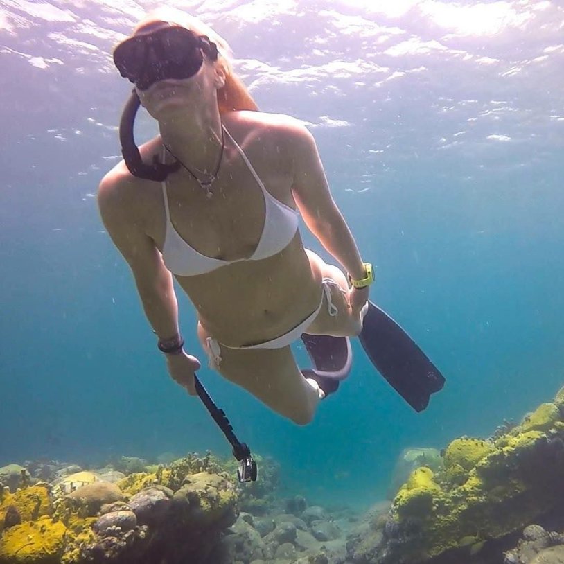 Girl in bikini with scuba gear