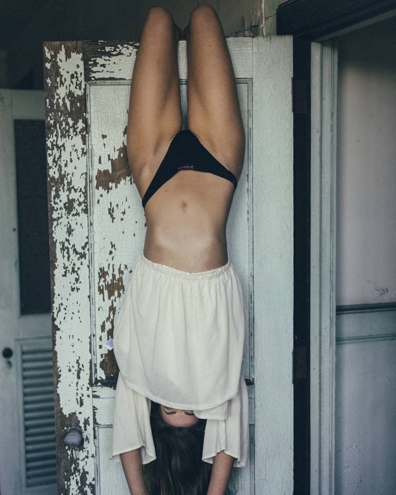 Upside Down Girl with Panties on