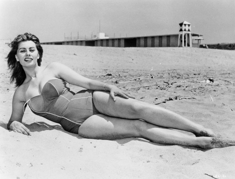 Sophie Loren 1960 in a swimsuit