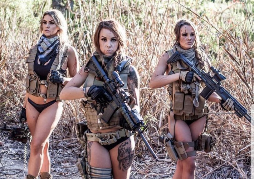 Samantha Boinla with weapons