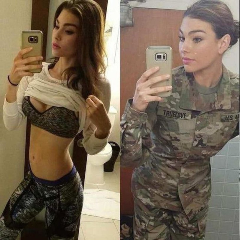 Selfies Girls in Military Uniform