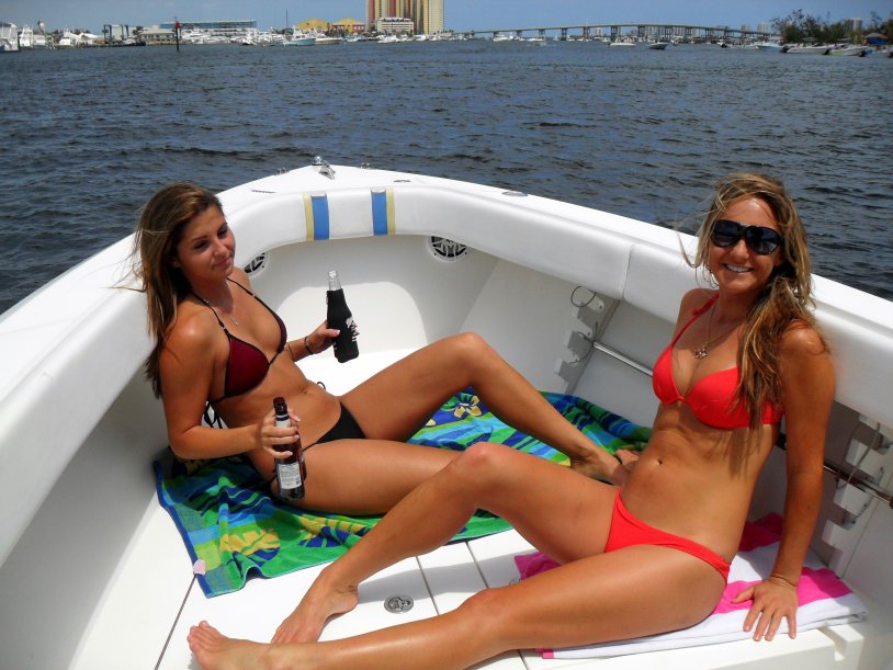 Yachts and girls in bikini