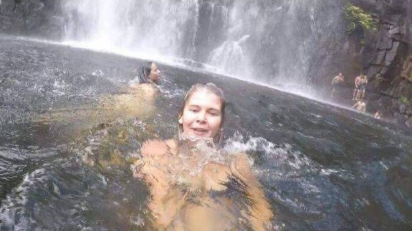 Selfie in the waterfall