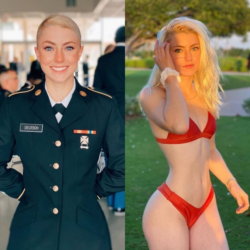Girls in uniform and without
