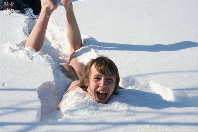 Boys in the snow naked