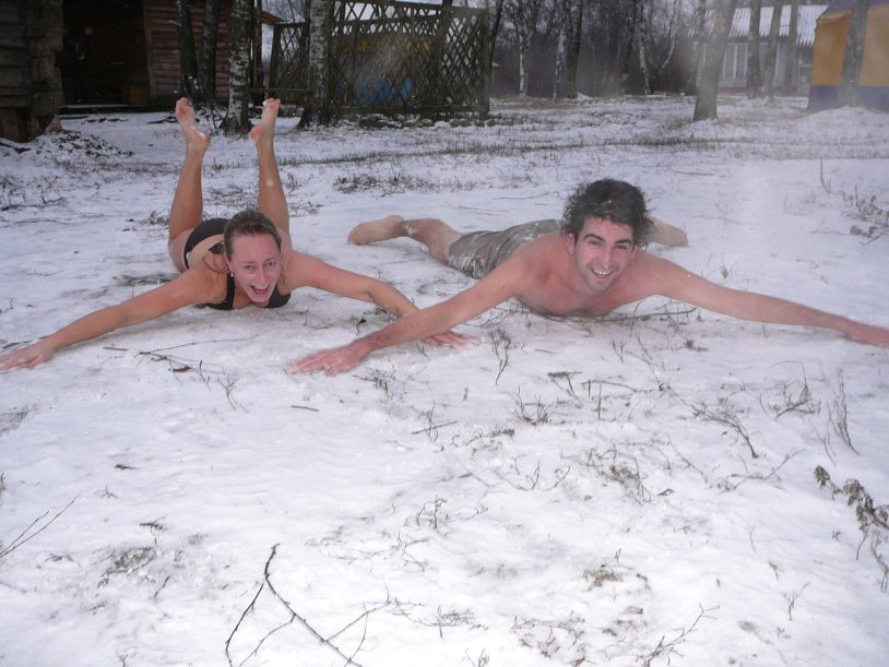 Bathing in a snowdrift