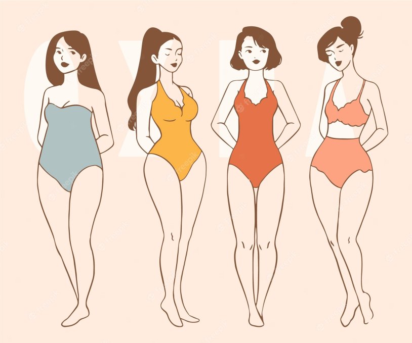 Physique of girls species drawings
