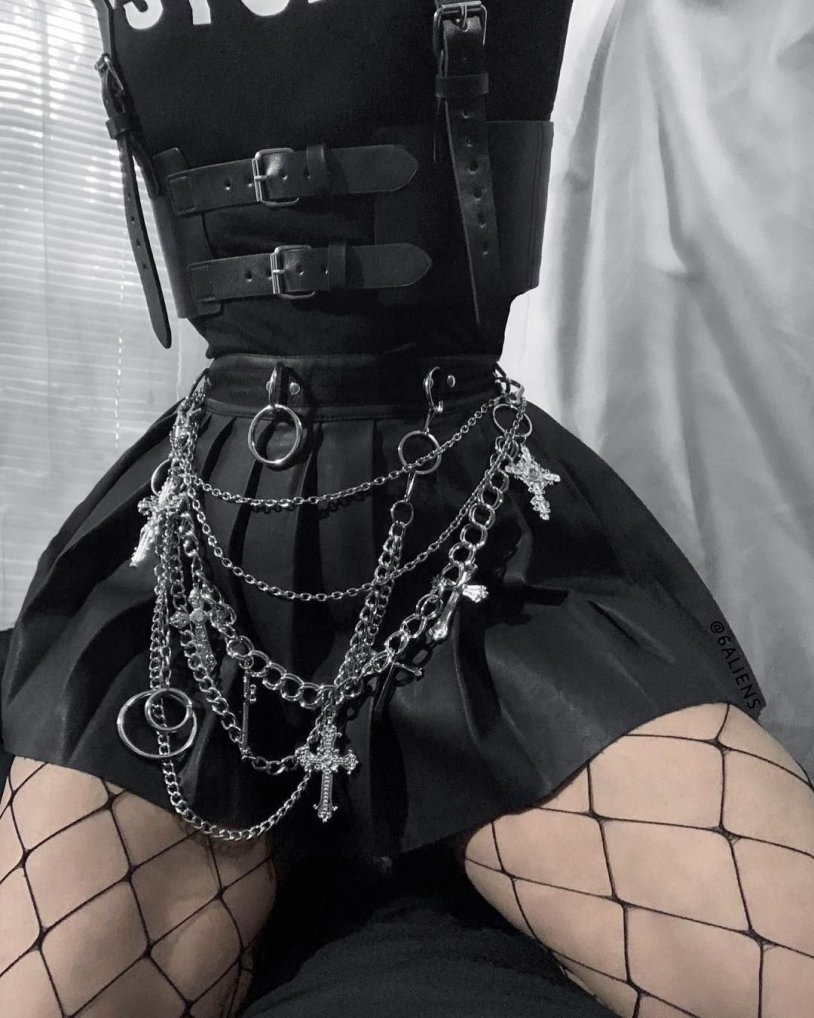 Black clothing with chains