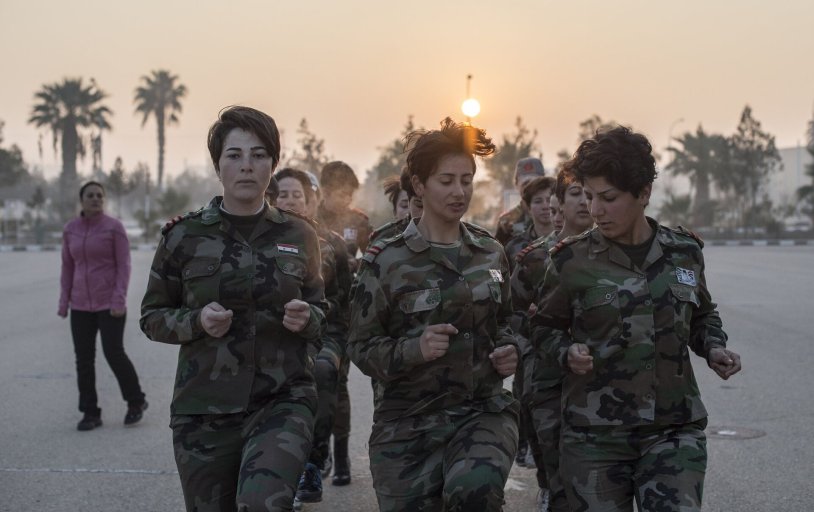Syrian women are military