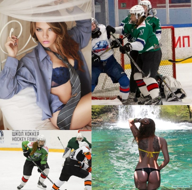 Hockey players in swimsuits