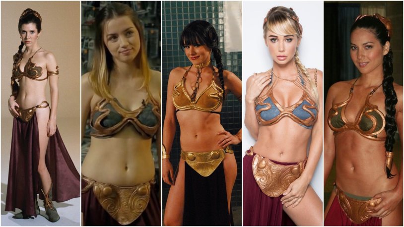 Carrie Fisher in a golden bikini