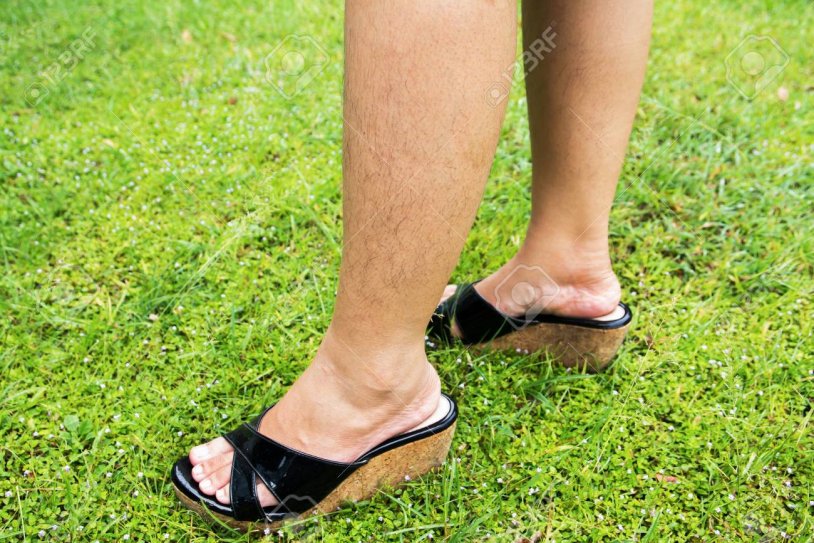 Hairy legs in shoes