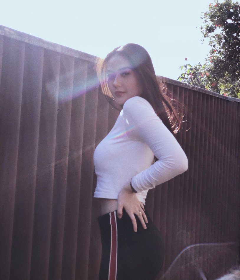 Sarah Gibson in a swimsuit